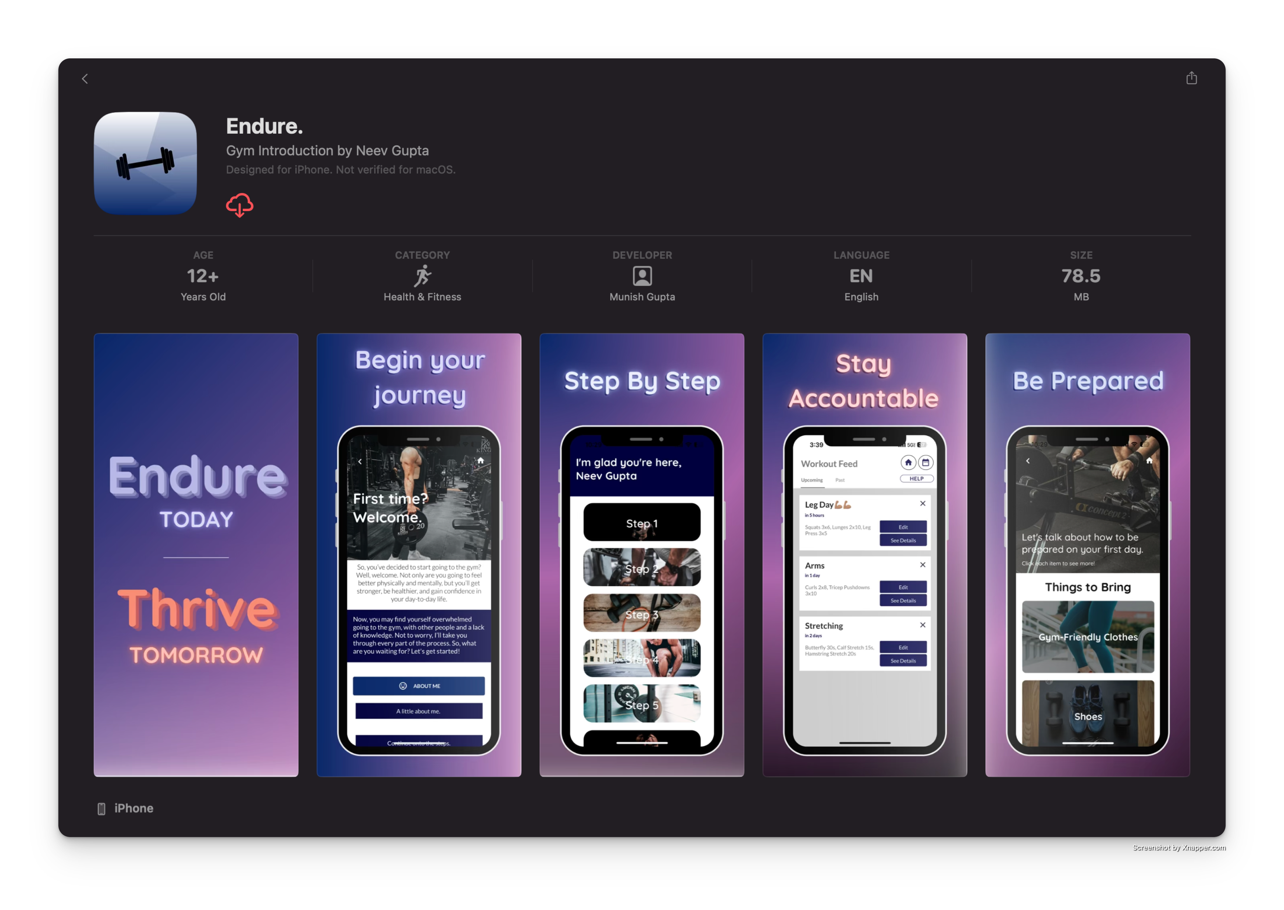 Endure App Screenshot